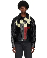 Andersson Bell Black Patchwork Leather Biker Jacket Black