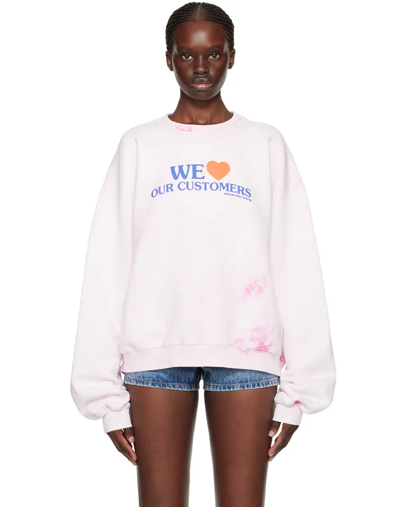 Alexander Wang Pink 'We Love Our Customers' Sweatshirt 683a