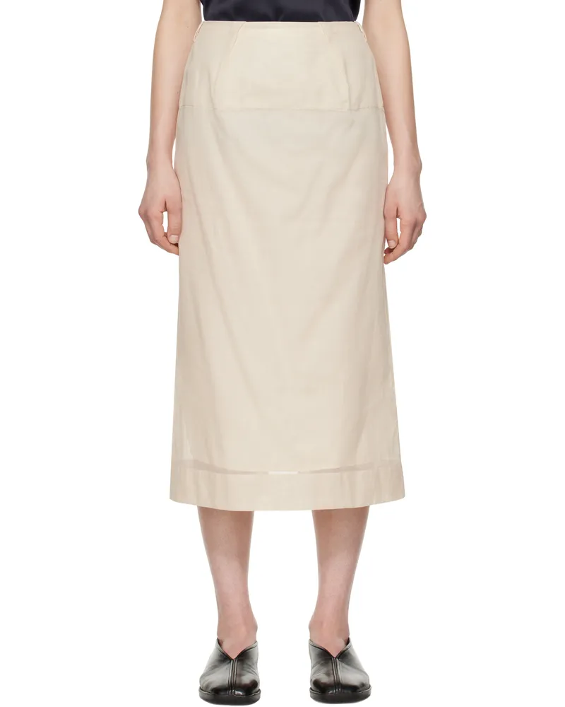 Carven Beige Sheer Midi Skirt Calico