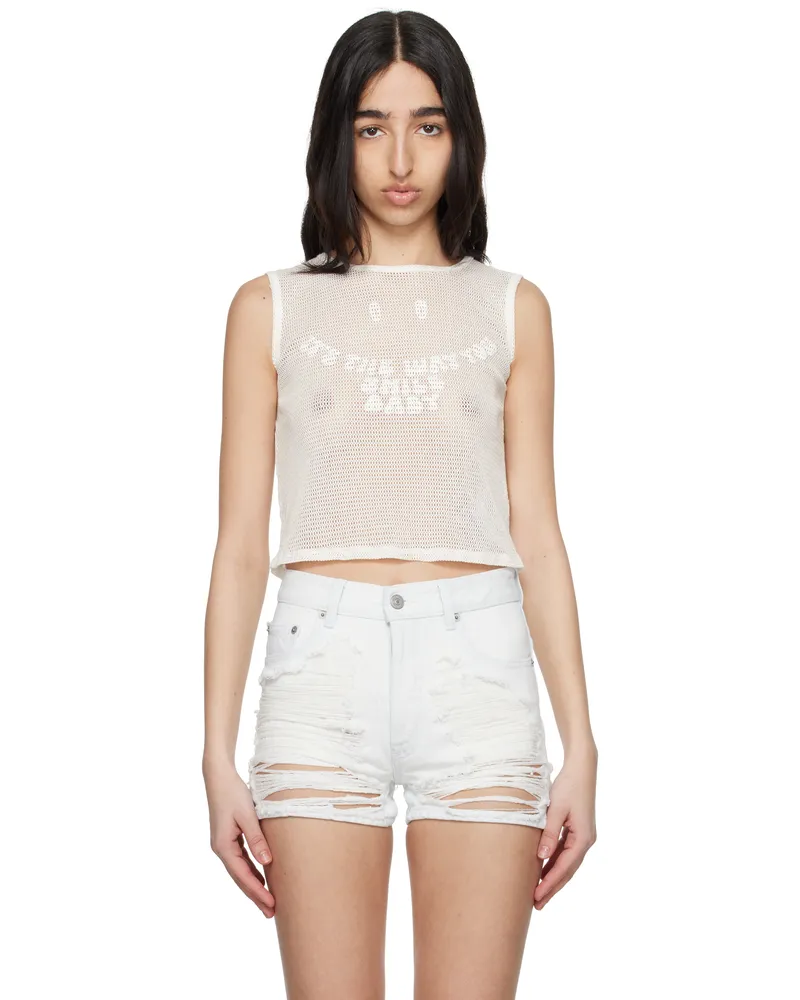 Maison Margiela White Cotton Mesh Tank Top 101