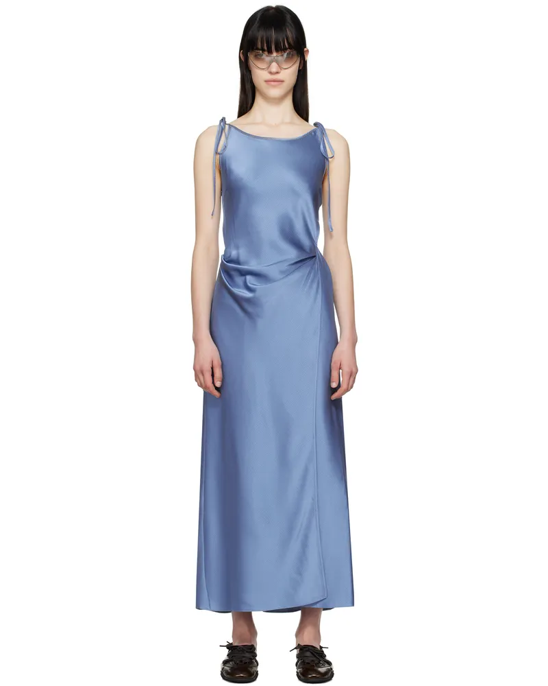 Acne Studios Blue Seersucker Maxi Dress Aas