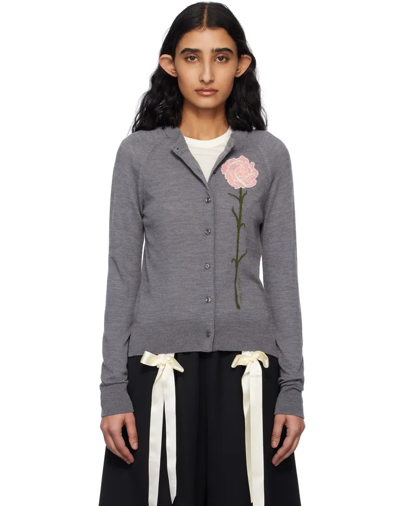 Simone Rocha Gray Carnation Cardigan Pebble