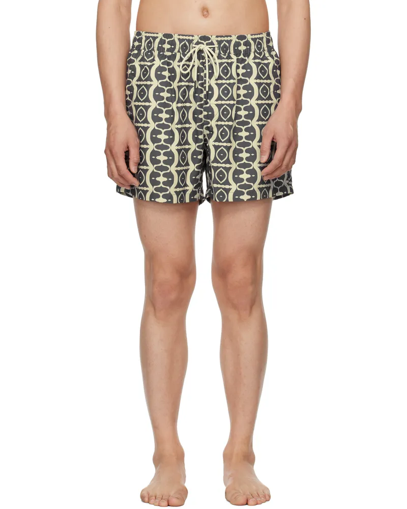OAS Beige & Black Forge Hypnotise Swim Shorts Black