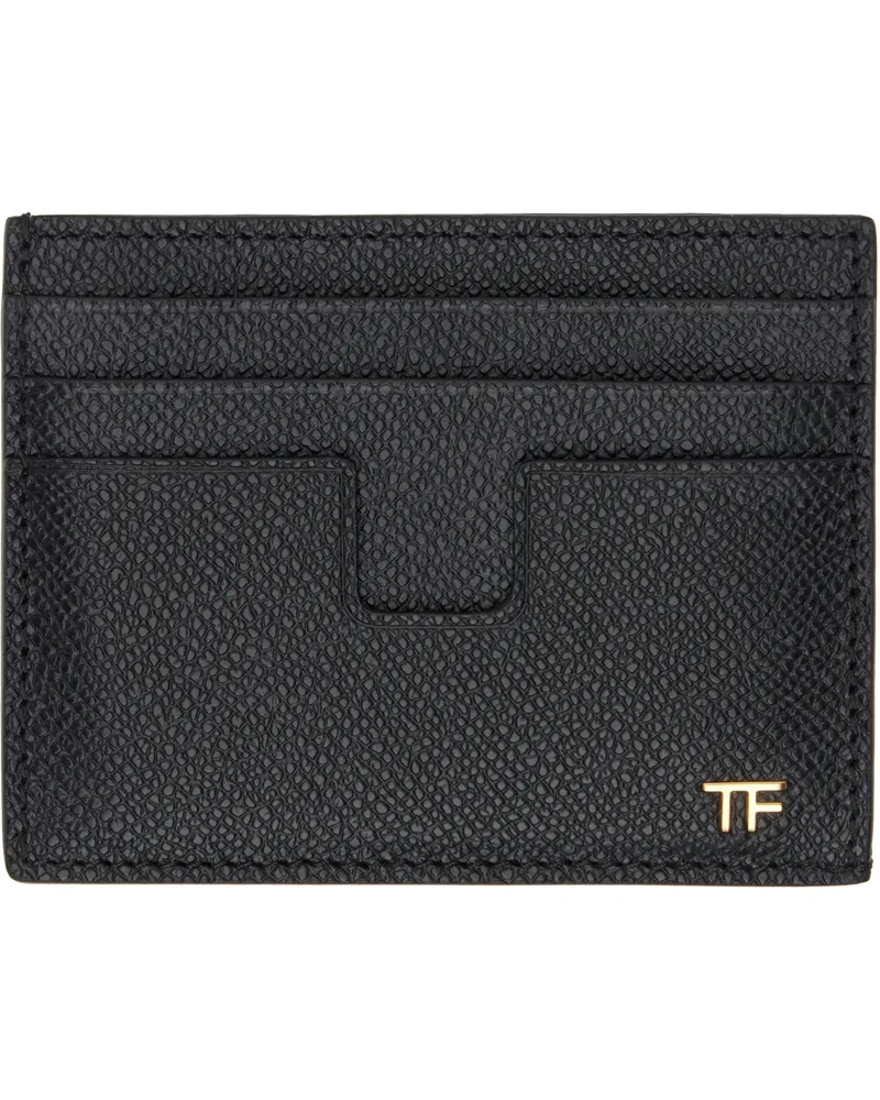 Tom Ford Black Small Grain Leather Card Holder Black