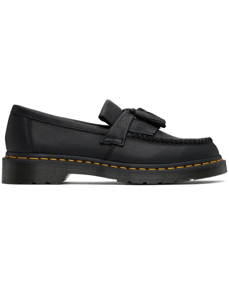 Dr.Martens Black Adrian Yellow Stitch Loafers Black