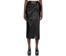 Black Carola Vegan Leather Midi Skirt