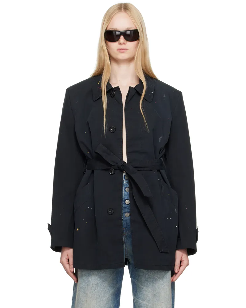 Maison Margiela Black Cotton Gabardine Sportsjacket Trench Coat 900