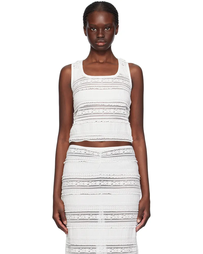 Sinead Gorey White Semi-Sheer Tank Top White
