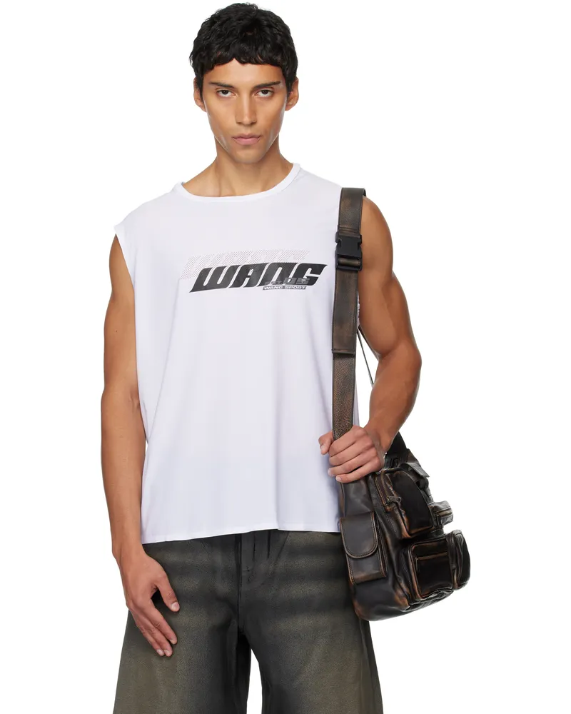 Alexander Wang White Graphic Logo Muscle Tank Top 100