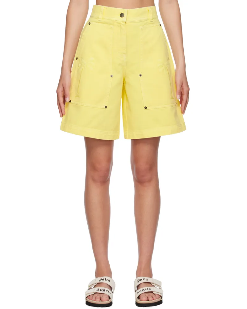 Palm Angels Yellow Rivet Shorts Yellow