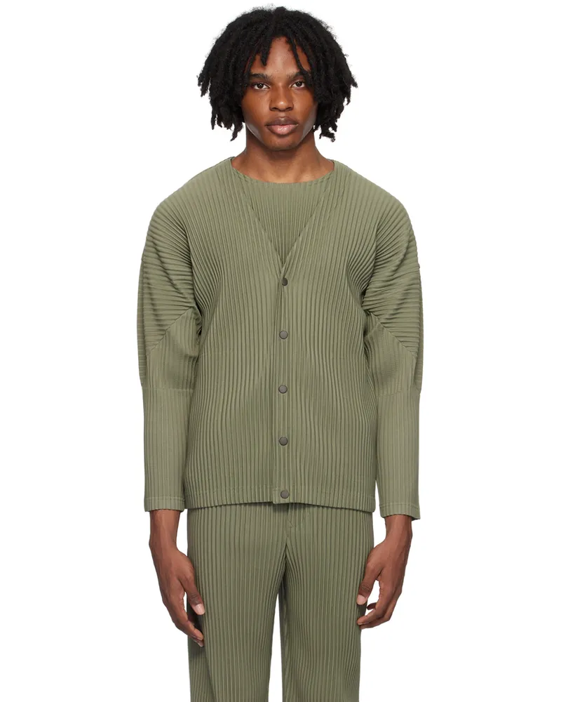 Issey Miyake Green Color Pleats Cardigan 64-sage
