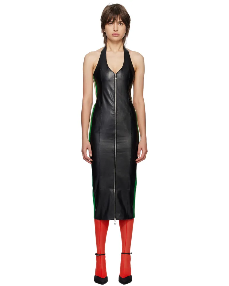 Miaou Black Hannah Jewett Edition Harlow Faux-Leather Midi Dress Black