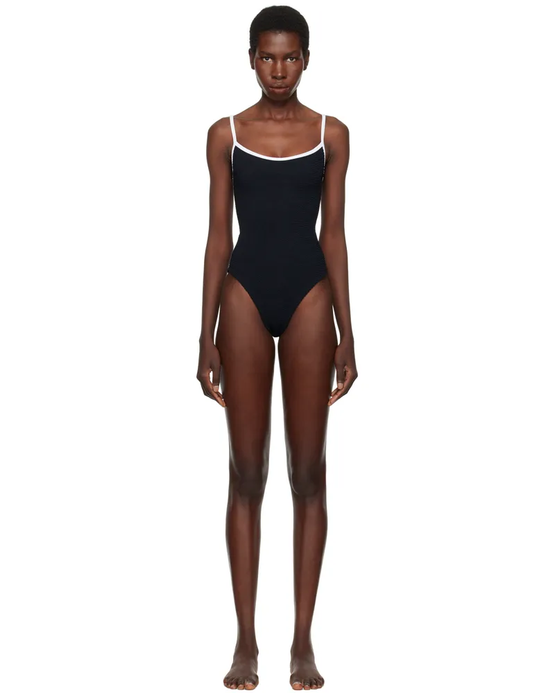 Hunza G Black & White Pamela Contrast Swimsuit Black