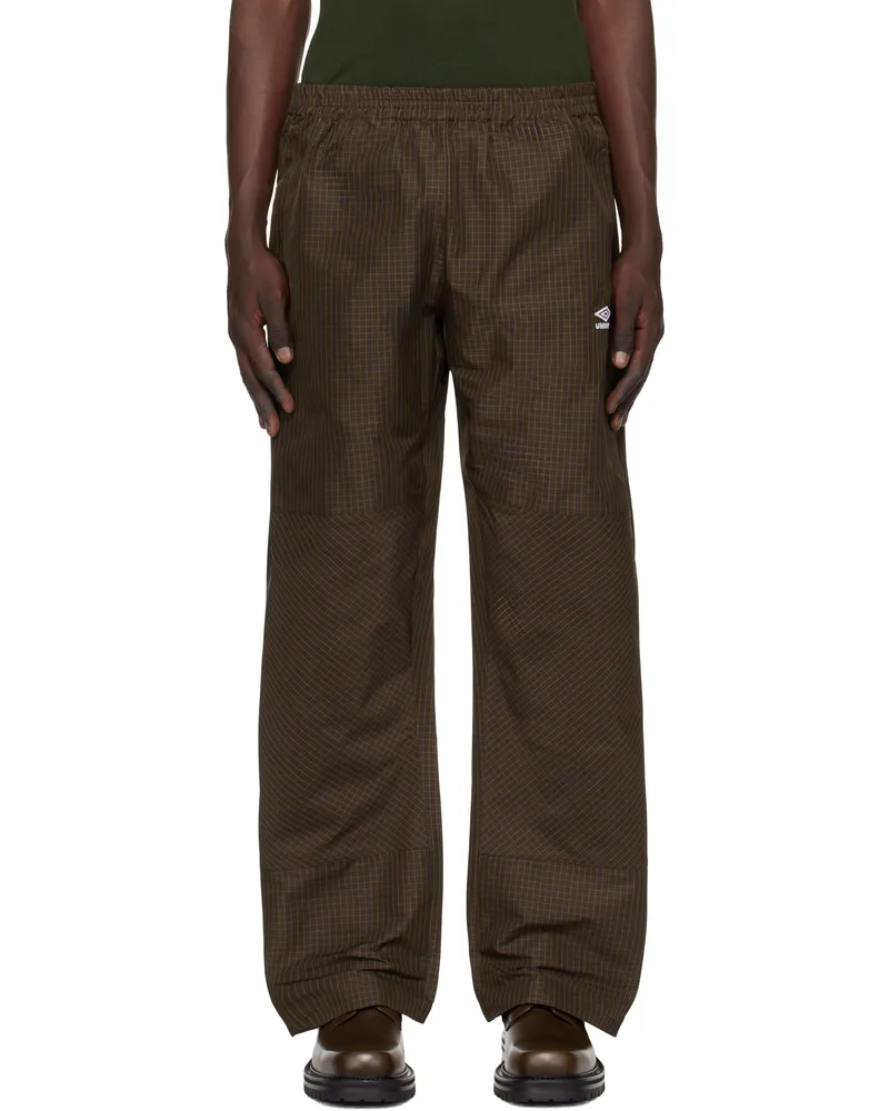 Umbro Brown Mini Check Double Knee Trousers Brwcheck