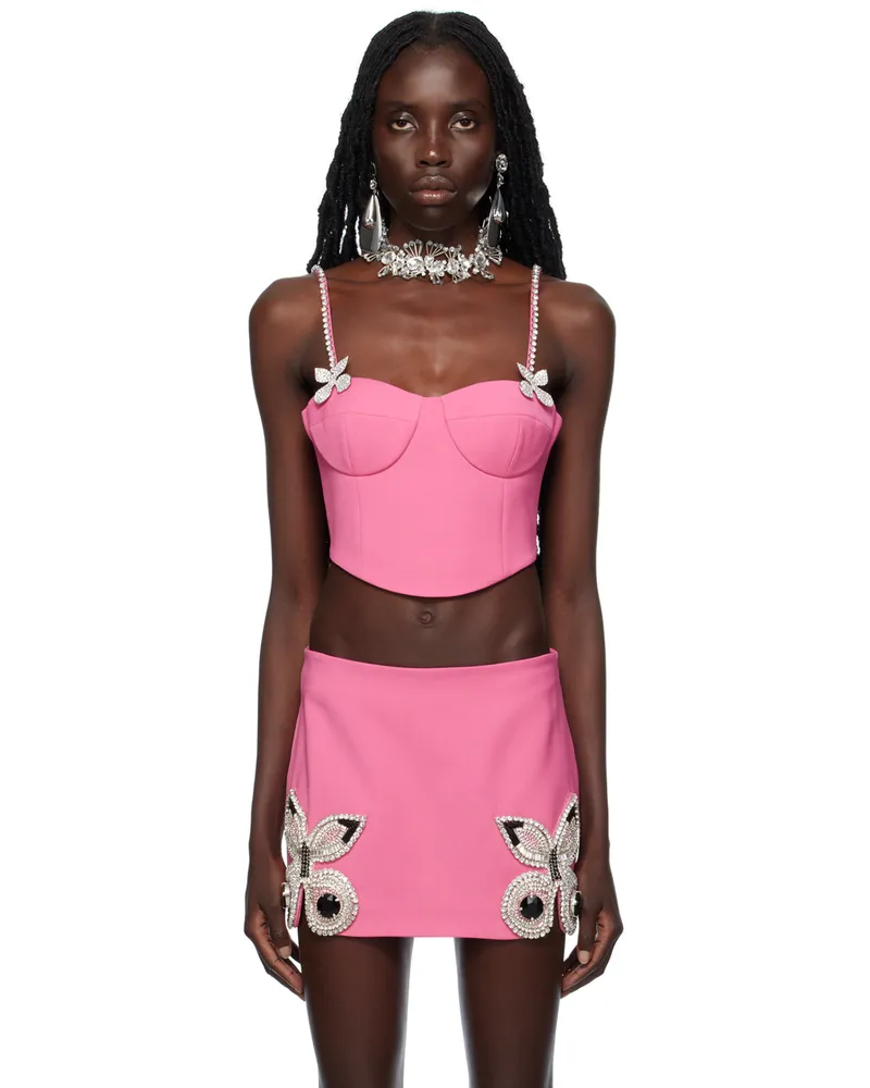 Area Pink Butterfly Crystal Bustier Carmine