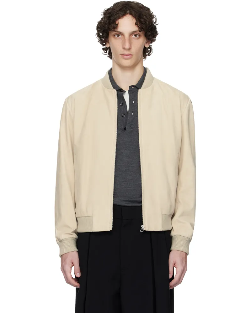 HUGO BOSS Beige BECKHAM Edition Regular-Fit Suede Bomber Jacket 276-light