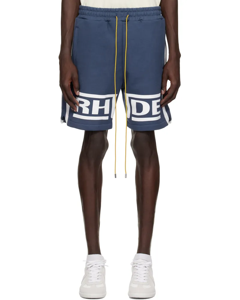 RHUDE Blue ' Champions' Shorts Navy