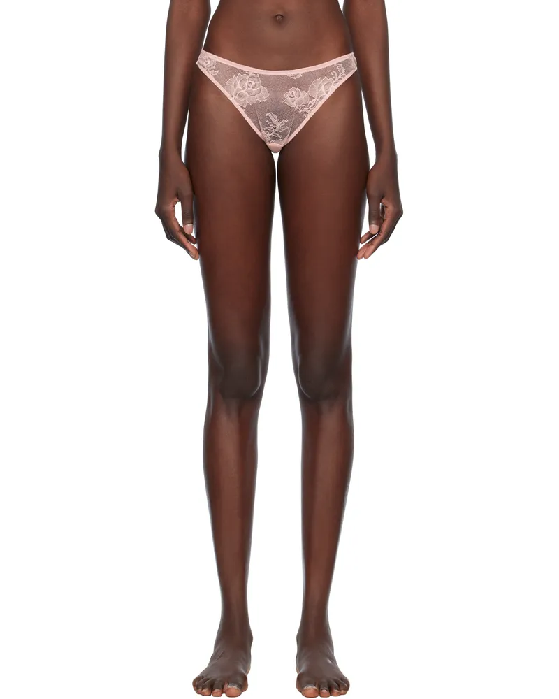 Fleur Du Mal Pink Bouquet Lace Cheeky Briefs 0993