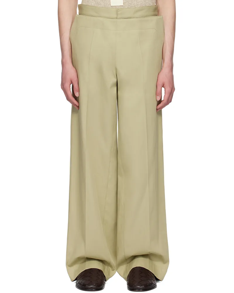 Bottega Veneta Beige Layered Trousers 3008