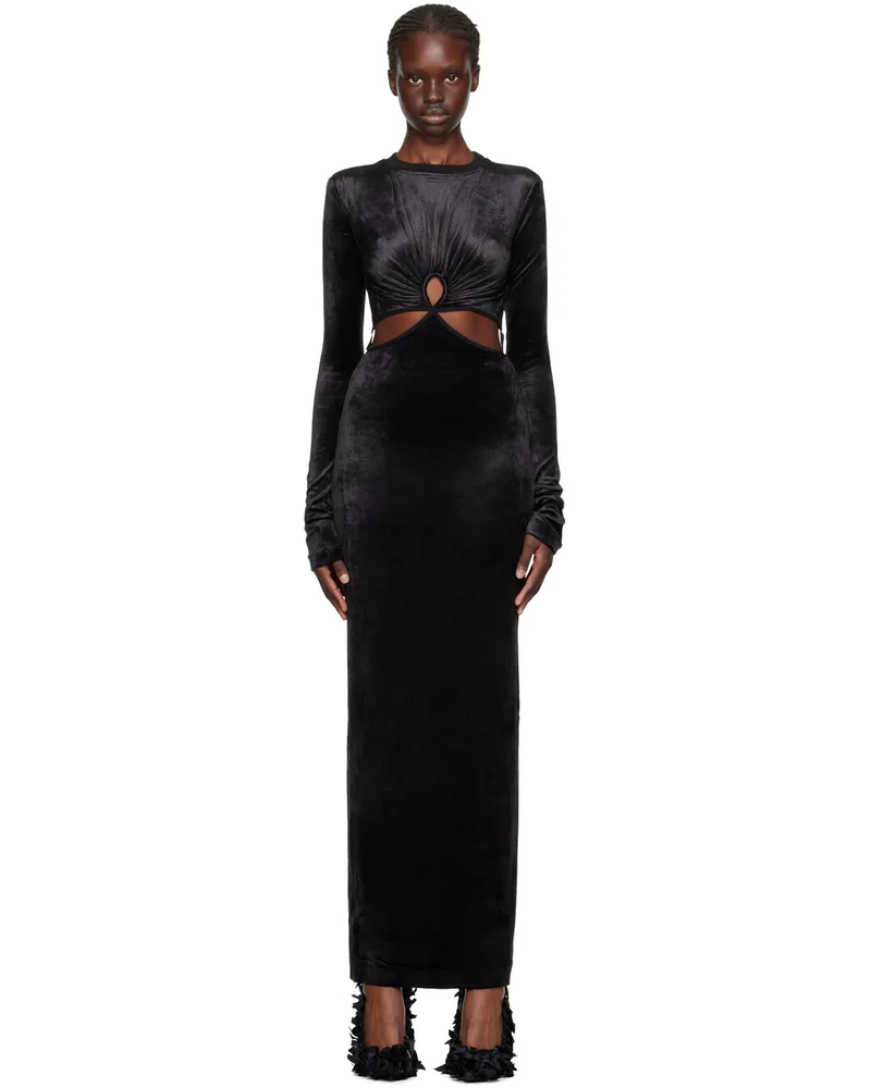 Nensi Dojaka Black Keyhole Maxi Dress Black