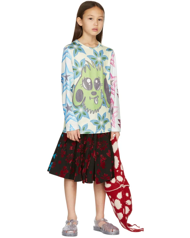 CHOPOVA LOWENA Kids Red & Blue Gathered Skirt Multi