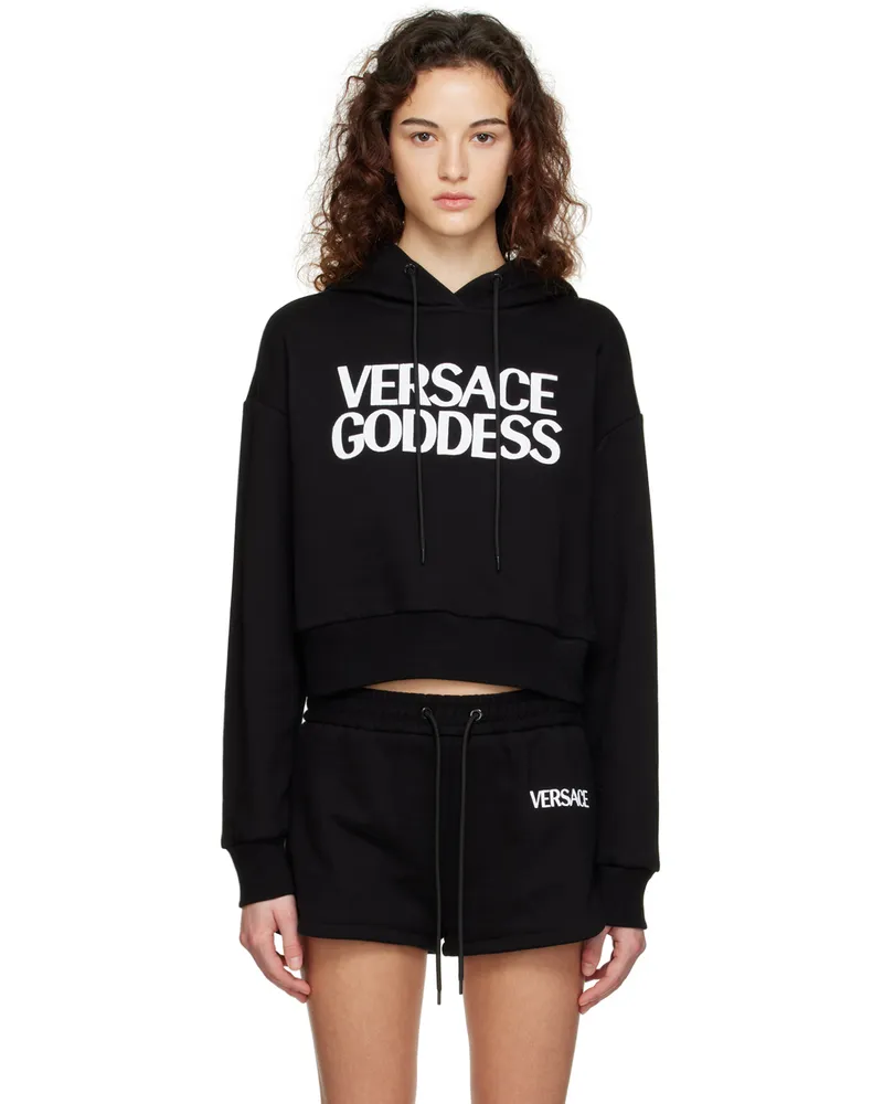 Versace Black Embroidered Hoodie 1b000