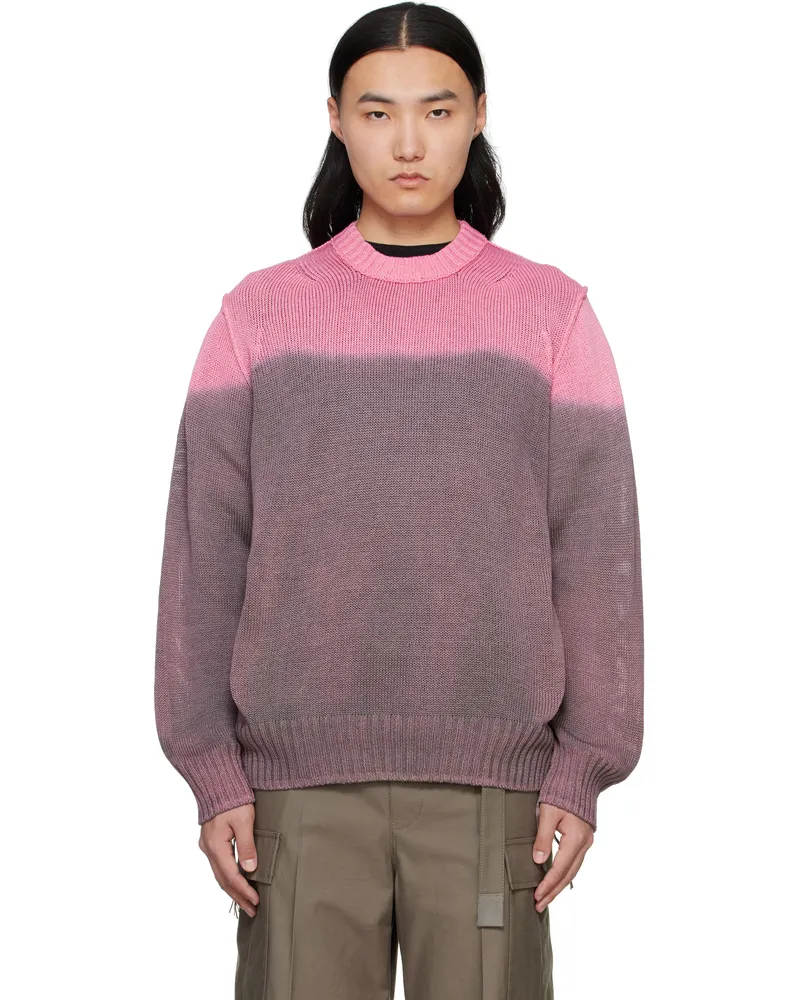 Sacai Pink & Gray Garment Dye Knit Sweater 301