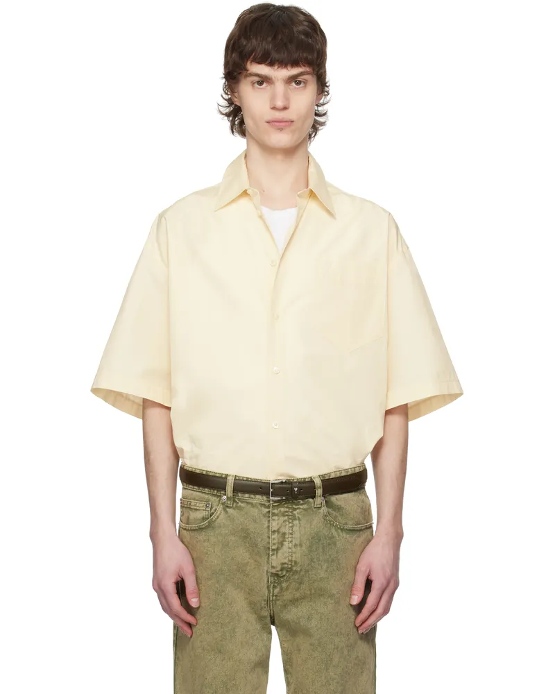 AMI Paris Off-White Cotton Boxy Fit Short Sleeves Shirt 136