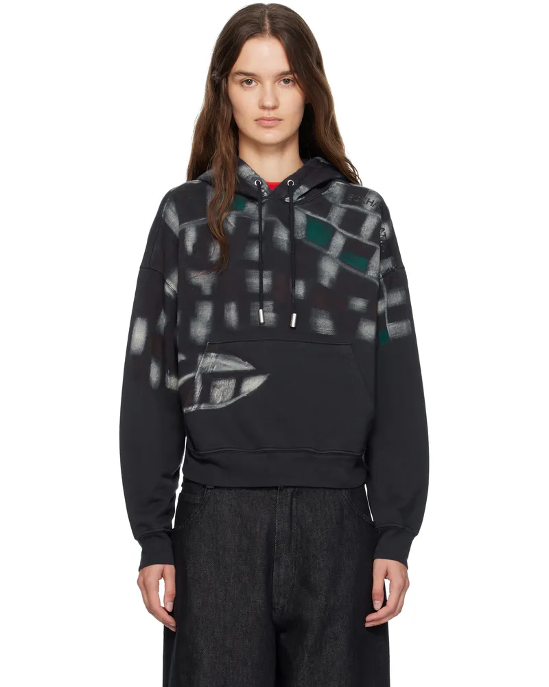 Eckhaus Latta Navy Garment-Dyed Hoodie Porcupine