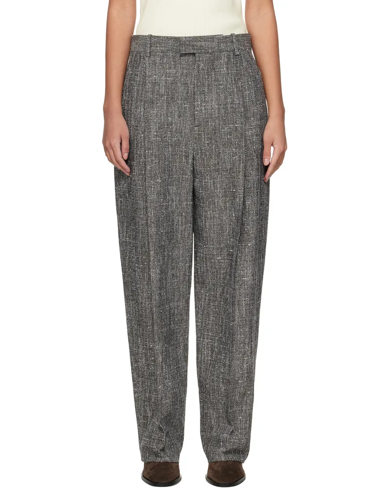 Bottega Veneta Gray Melange Viscose & Silk Trousers 1276