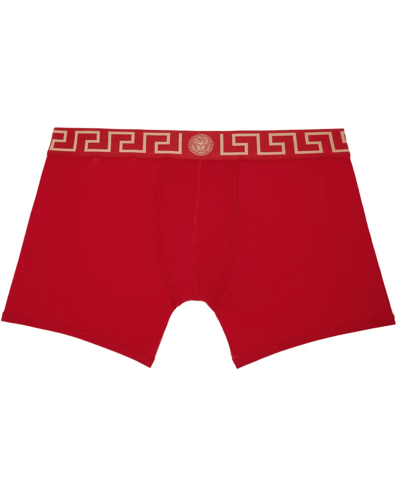 Versace Red Greca Border Long Boxer Briefs A9x2-red-gold