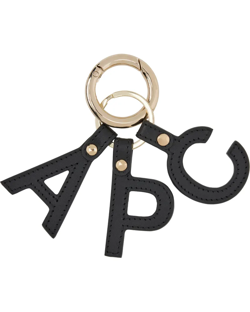 A.P.C. Gold & Black Lettres 'A.P.C.' Keychain Lzz