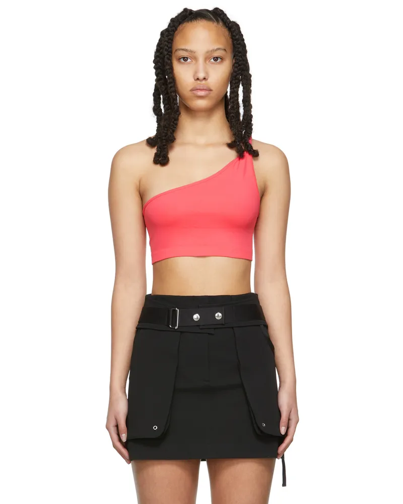 Helmut Lang Pink Twisted One Shoulder Bra Rose
