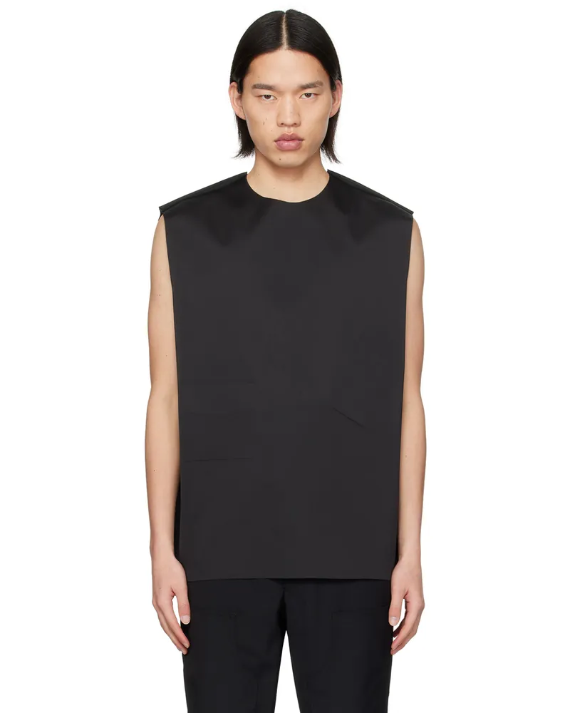 WE 11 DONE Black Pocket Embossed Tank Top Black