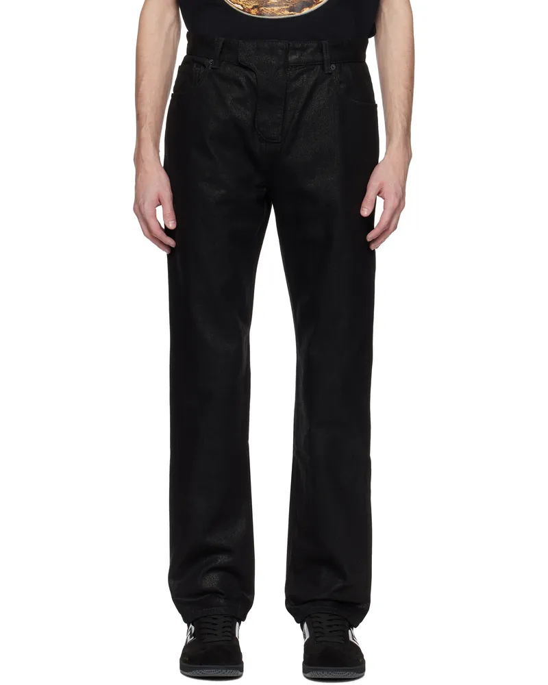 Balmain Black Regular-Fit Coated Jeans 0ej