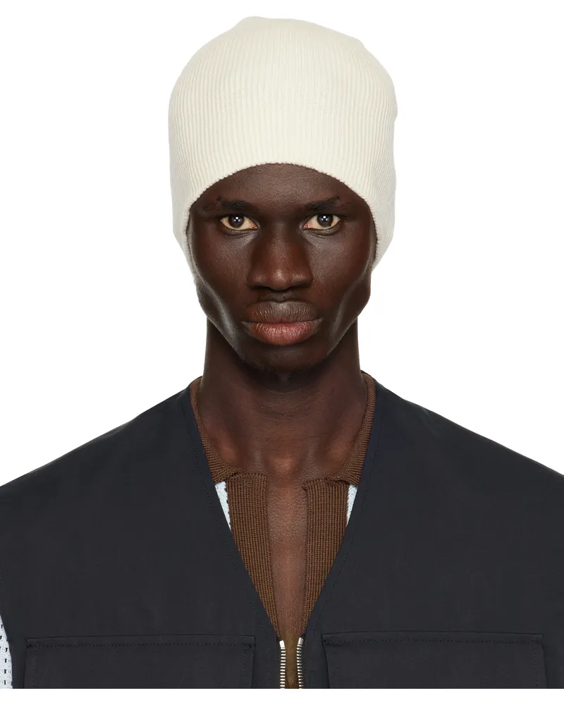 Jil Sander Off-White Rib-Knit Beanie 107