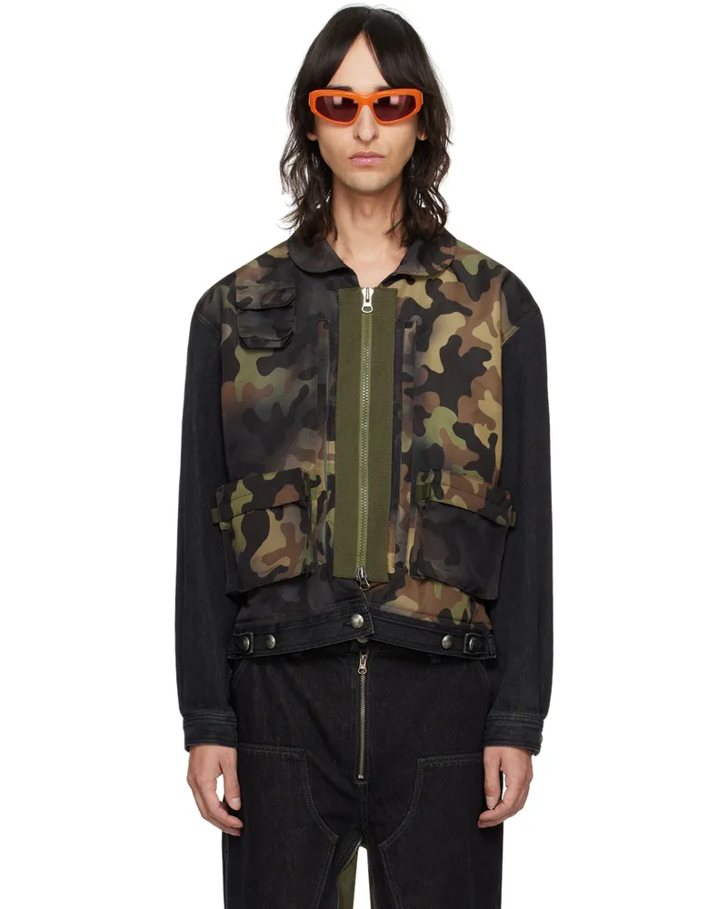 Andersson Bell Black Camouflage Denim Jacket Black