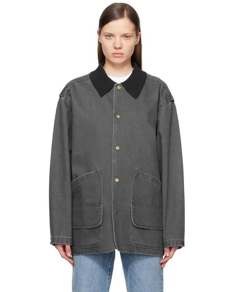LE 17 SEPTEMBRE Gray Knit Collar Field Jacket Navy