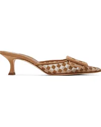 Manolo Blahnik Beige Maysalebi Mules Mbrw