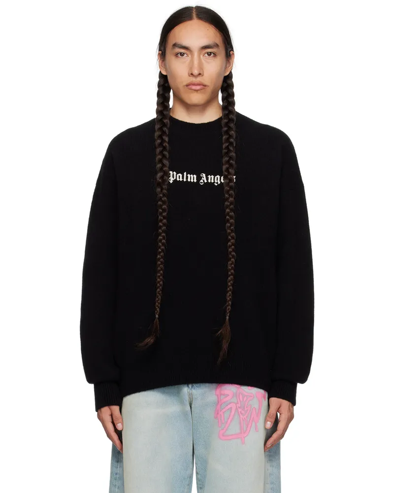 Palm Angels Black Embroidered Sweater Black