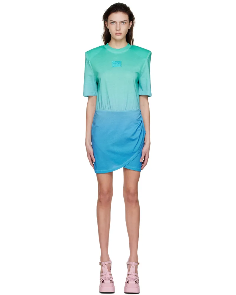 Versace Jeans Blue Cotton Mini Dress Eop6