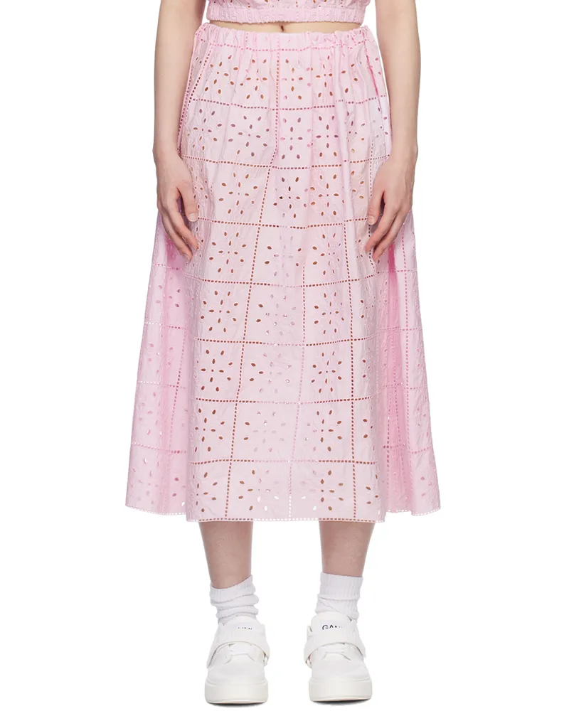 Ganni Pink Elasticized Midi Skirt 545