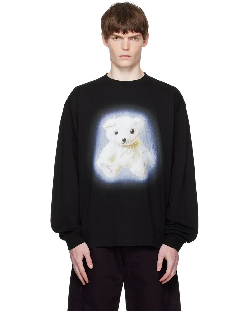 WE 11 DONE Black Glow Teddy Long-Sleeved T-shirt Black