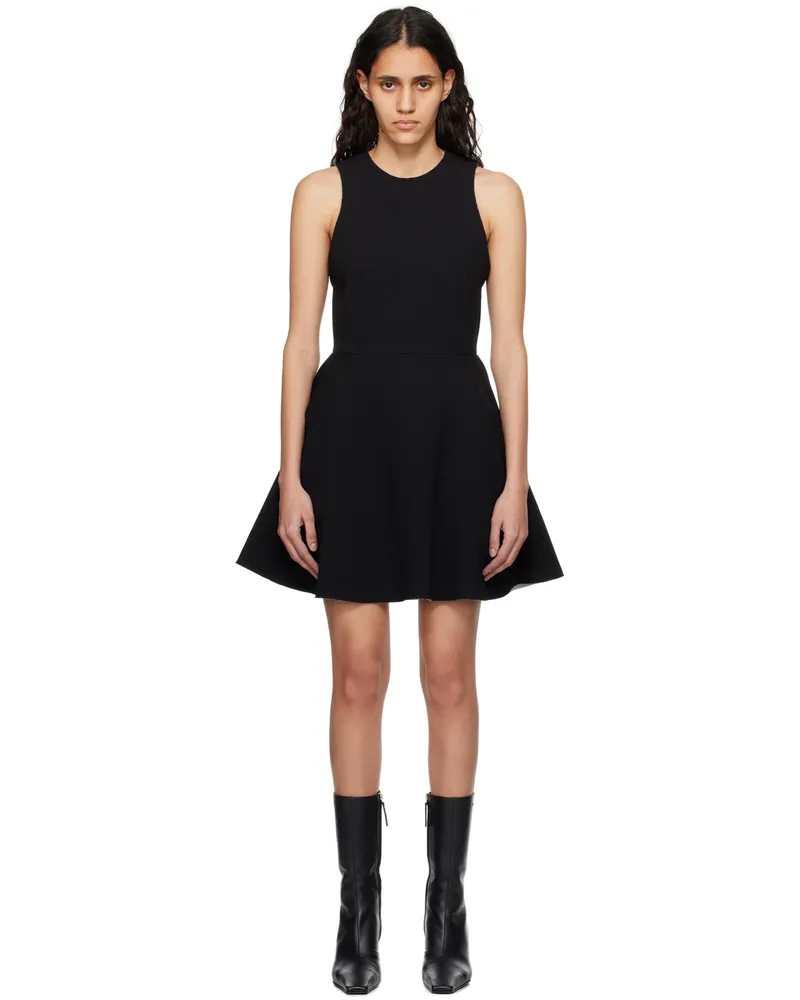 AMI Paris Black Flared Minidress Black