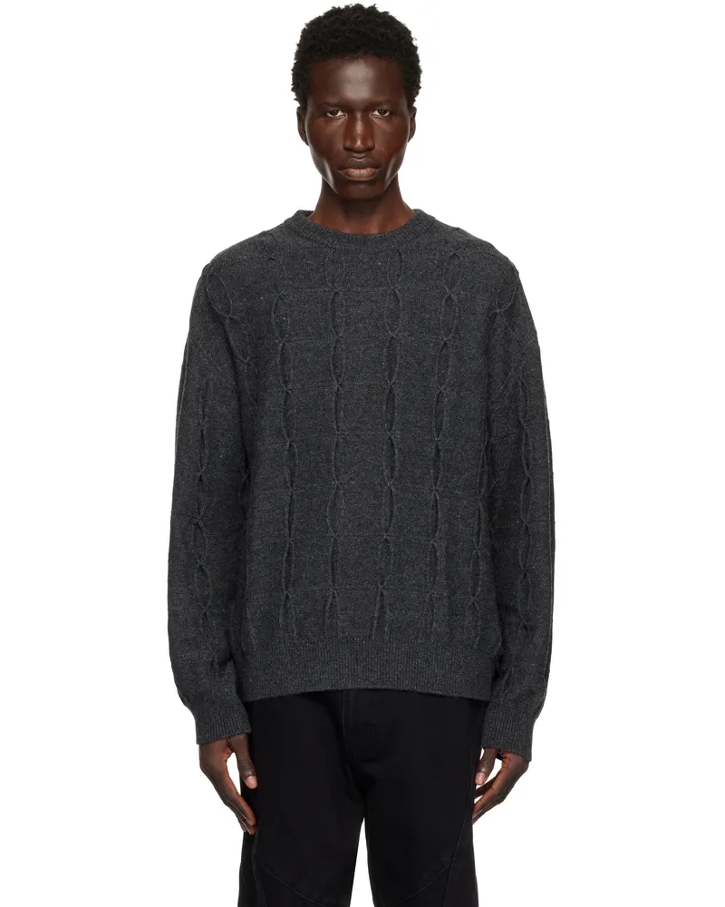 Wooyoungmi Gray Weaving Detail Sweater 505g