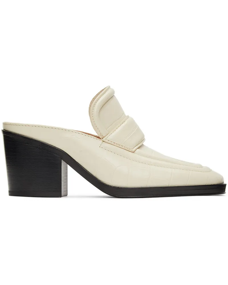 Bottega Veneta Off-White Croc Heeled Mules 9031