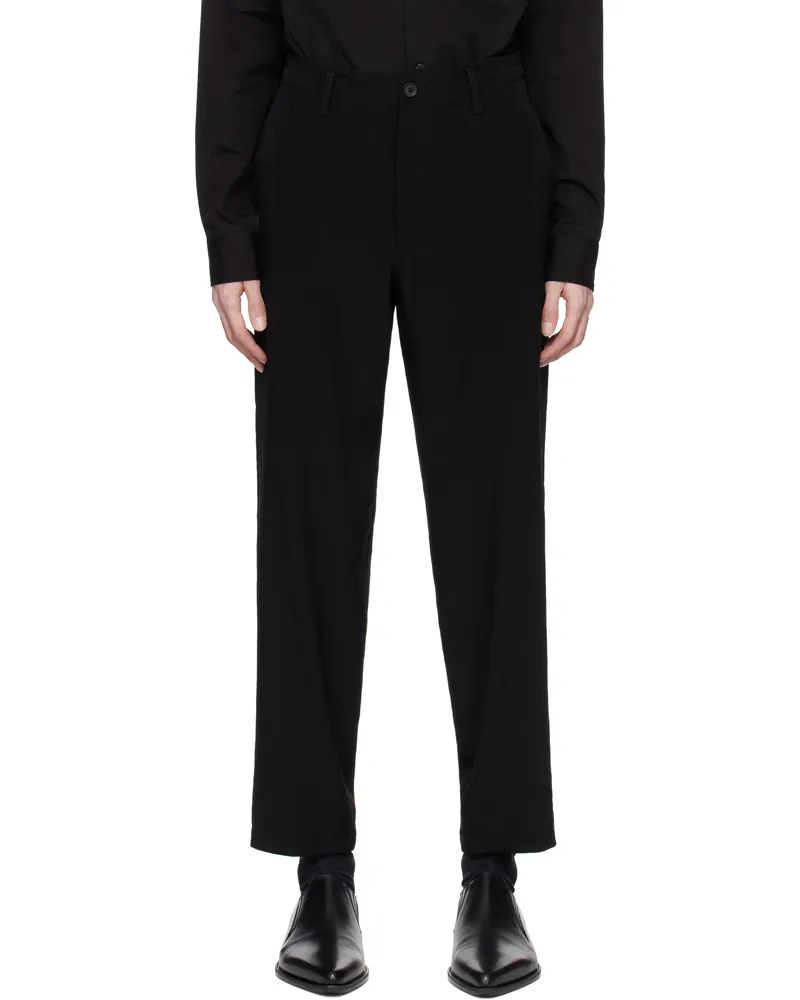 Yohji Yamamoto Black TA Tuxedo Slim Trousers 1