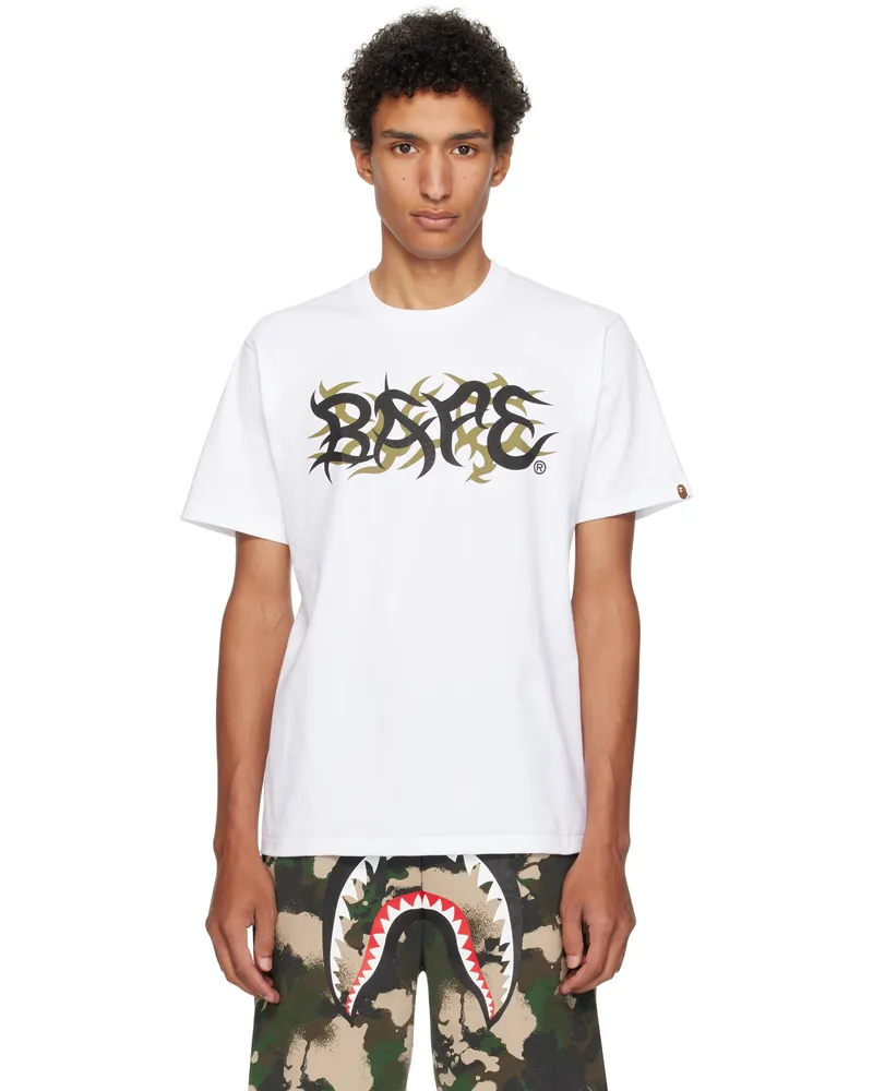 BAPE White Trial Camo 'BAPE' Logo T-shirt Wht-white