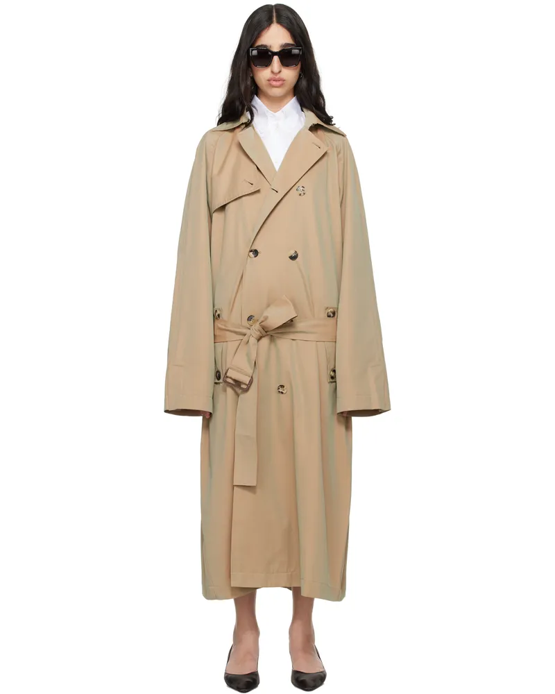 Meta Campania Collective Beige Jasper Cotton Tonic Trench Coat Beige