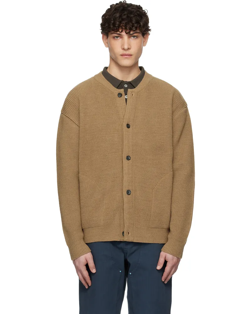 Uniform Bridge Beige Fisherman Wool Knit Cardigan Beige